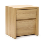 Japandi Wood Side Table Drawer & Open Shelf