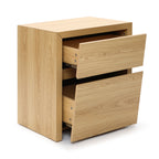 Japandi Wood Side Table Drawer & Open Shelf
