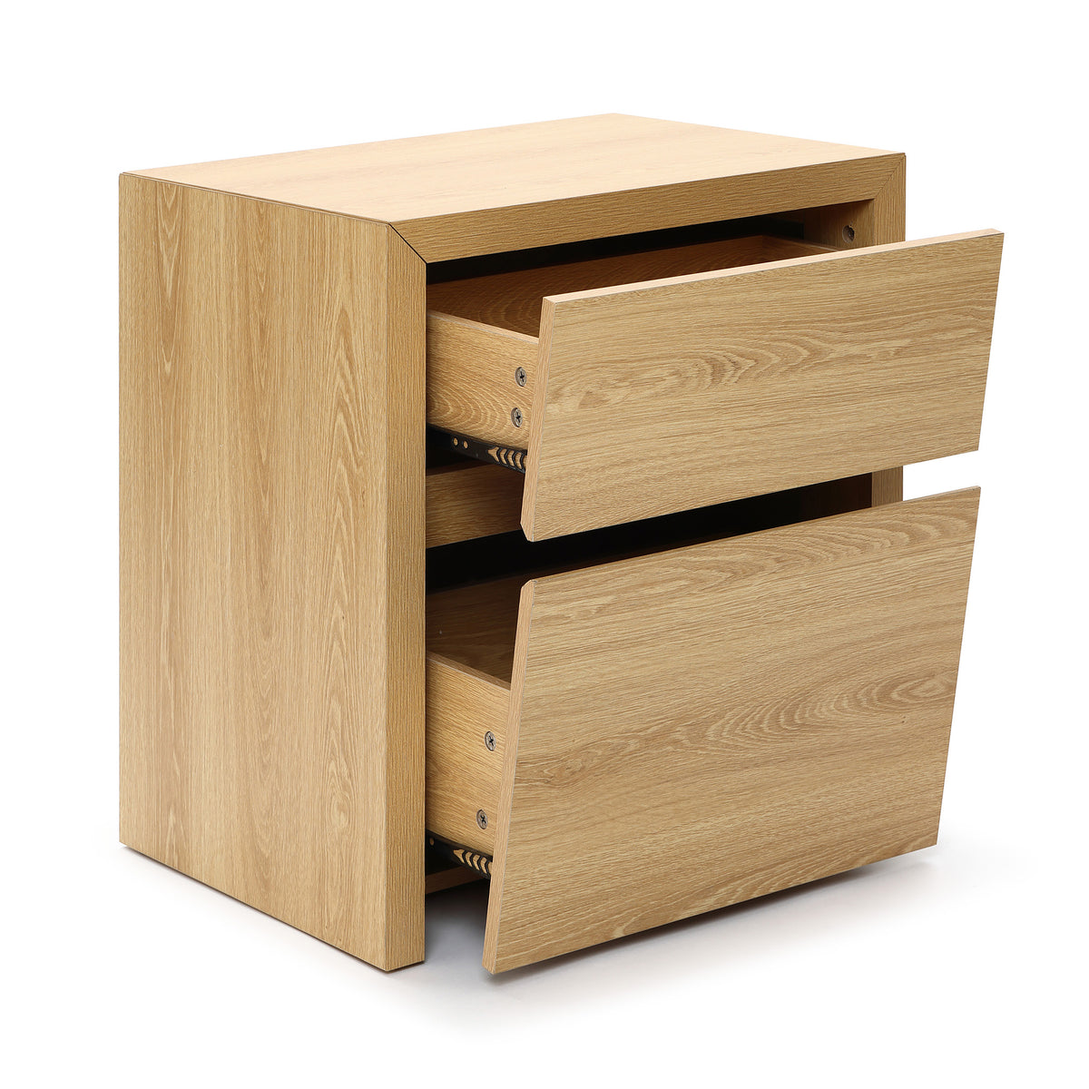 Japandi Wood Side Table Drawer & Open Shelf