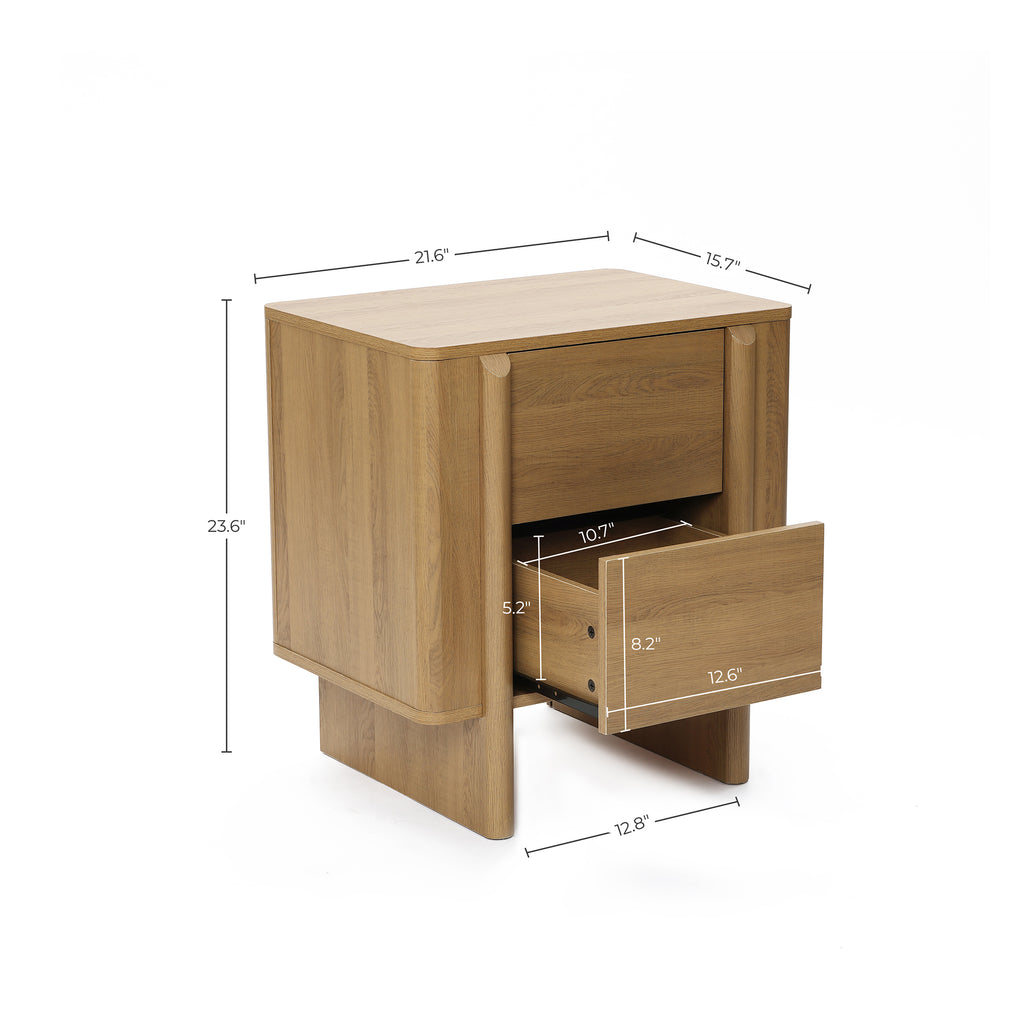 24" Mid-Century Walnut 2-Drawer Side Table
