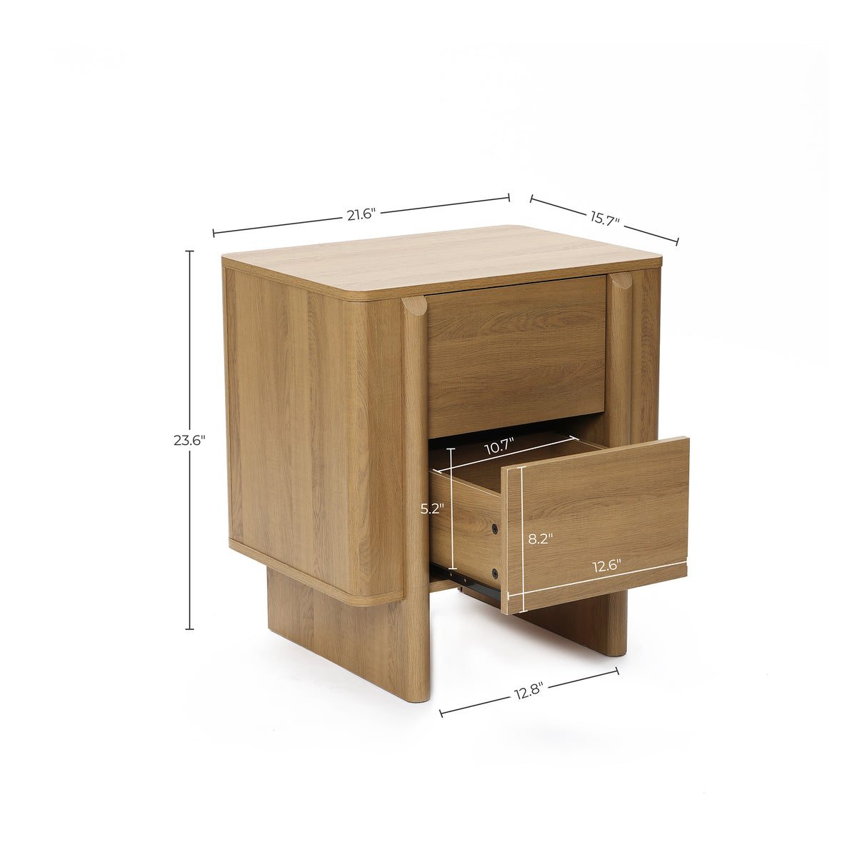 24" Mid-Century Walnut 2-Drawer Side Table