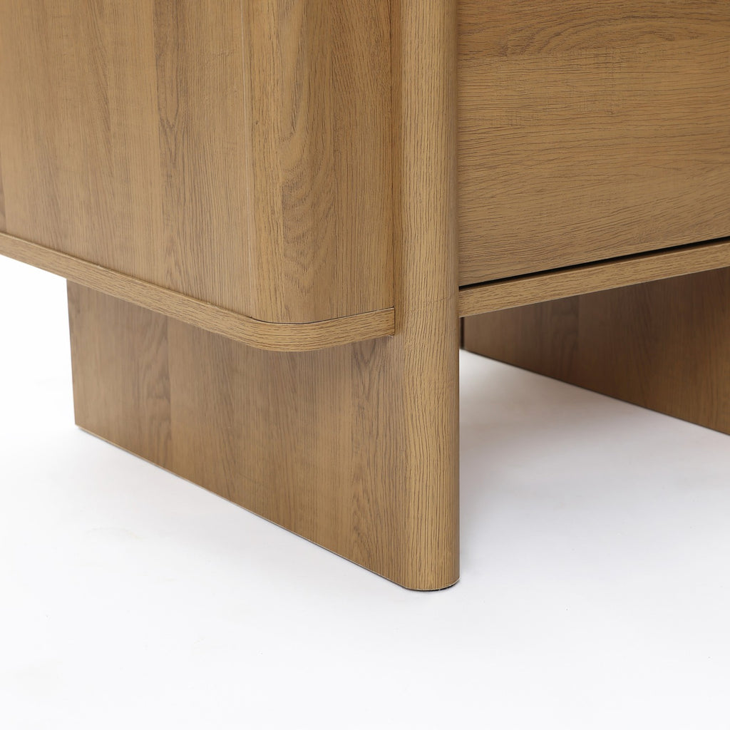 24" Mid-Century Walnut 2-Drawer Side Table