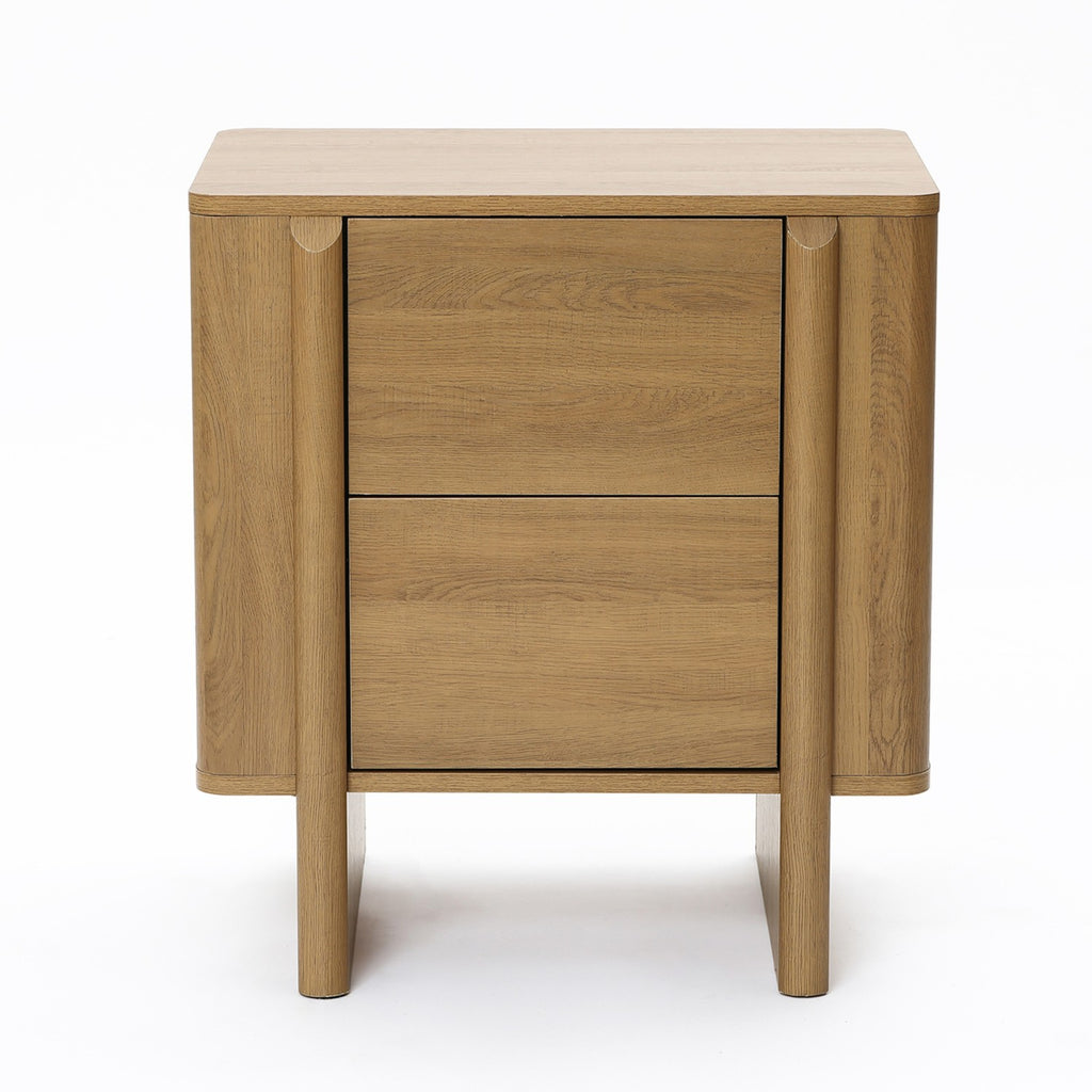 24" Mid-Century Walnut 2-Drawer Side Table