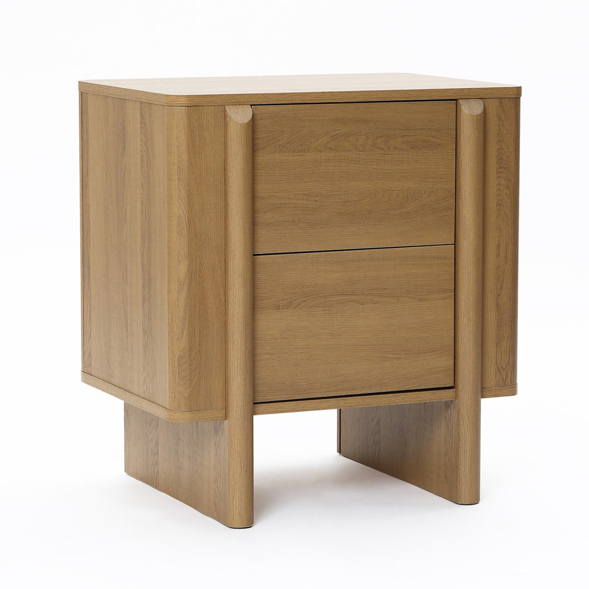 24" Mid-Century Walnut 2-Drawer Side Table