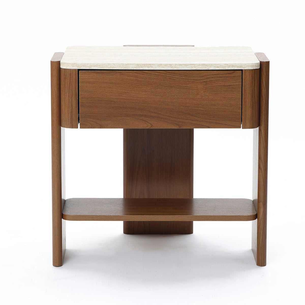 Faux Marble Top Side Table with Drawer, Accent Table