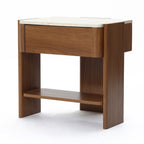 Faux Marble Top Side Table with Drawer, Accent Table