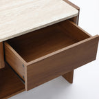 Faux Marble Top Side Table with Drawer, Accent Table