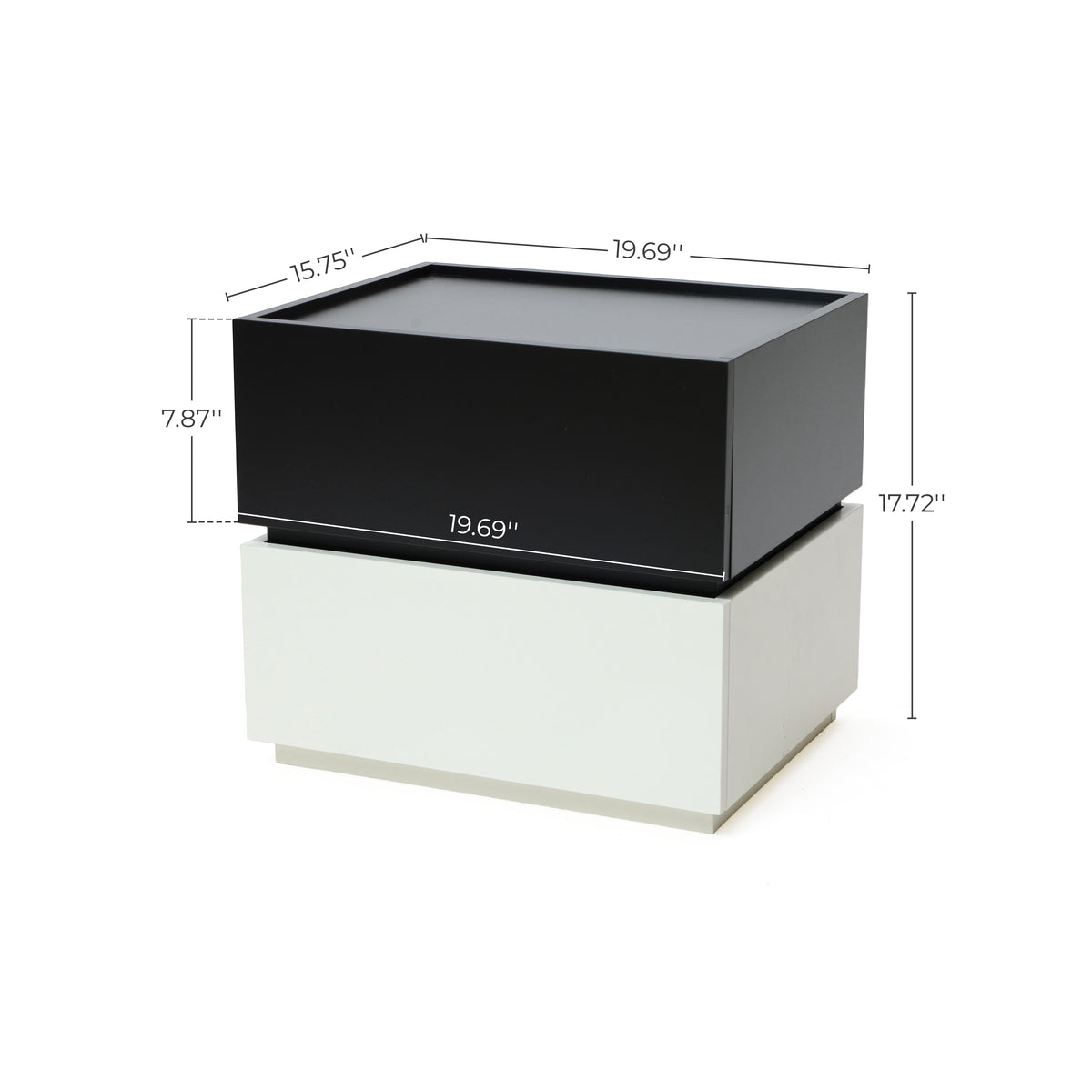 Color-Blocked 2-Drawer Side Table Black & White