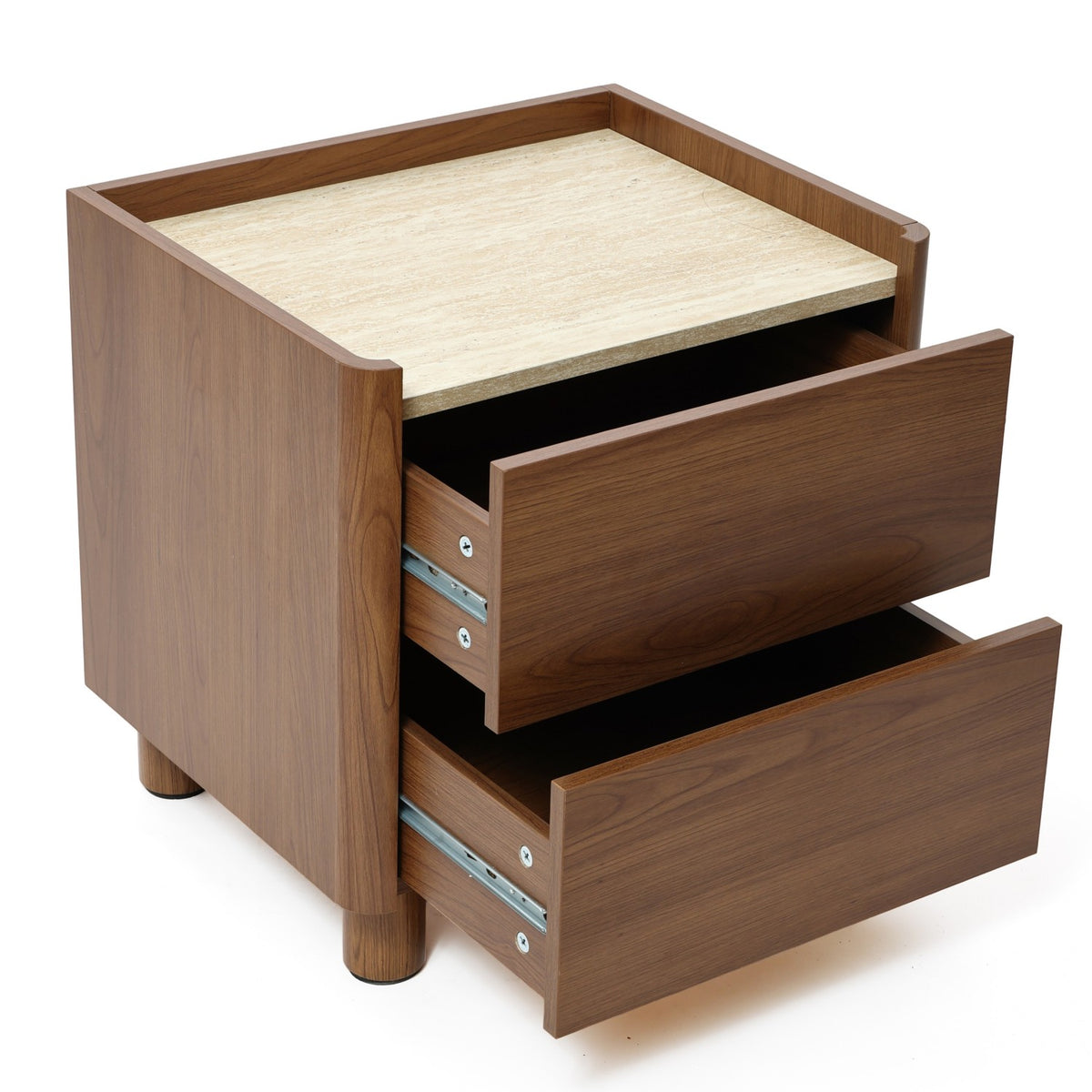 19" 2-Drawer Side Table with Guardrails & Round Feet
