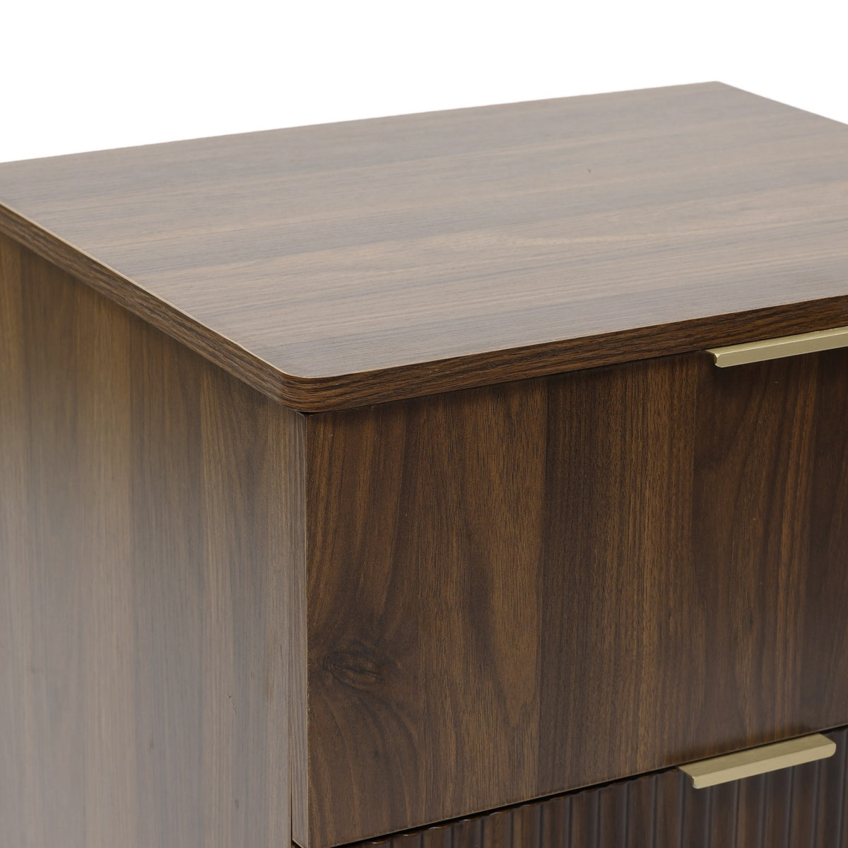 Walnut 2-Drawer Side Table Solid Wood Legs Mid-Century