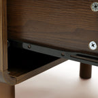 Walnut 2-Drawer Side Table Solid Wood Legs Mid-Century