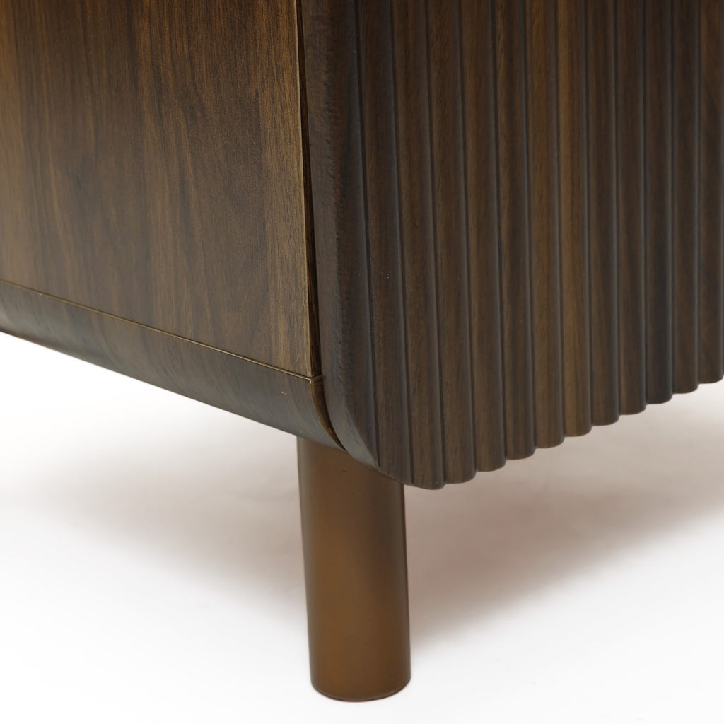 Walnut 2-Drawer Side Table Solid Wood Legs Mid-Century