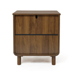 Walnut 2-Drawer Side Table Solid Wood Legs Mid-Century