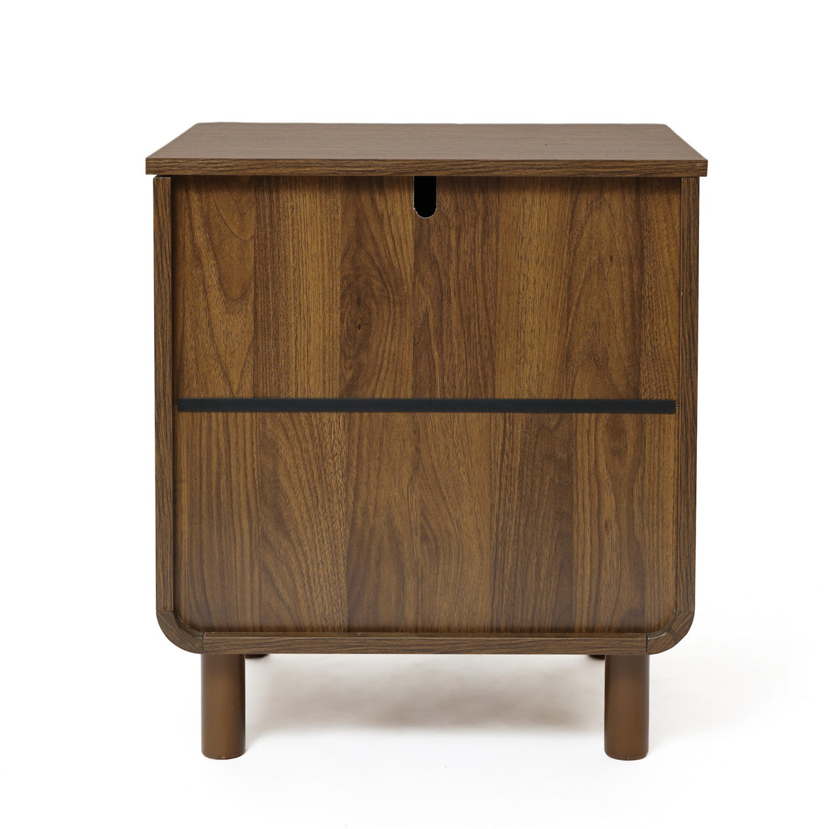 Walnut 2-Drawer Side Table Solid Wood Legs Mid-Century