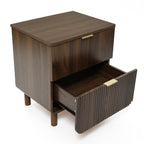 Walnut 2-Drawer Side Table Solid Wood Legs Mid-Century