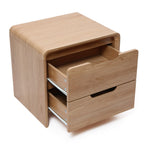 19" 2-Drawer Side Table with Rounded Corners & Wood Grain