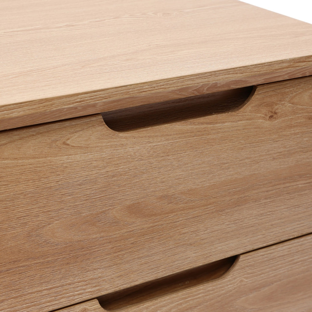 19" 2-Drawer Side Table with Rounded Corners & Wood Grain