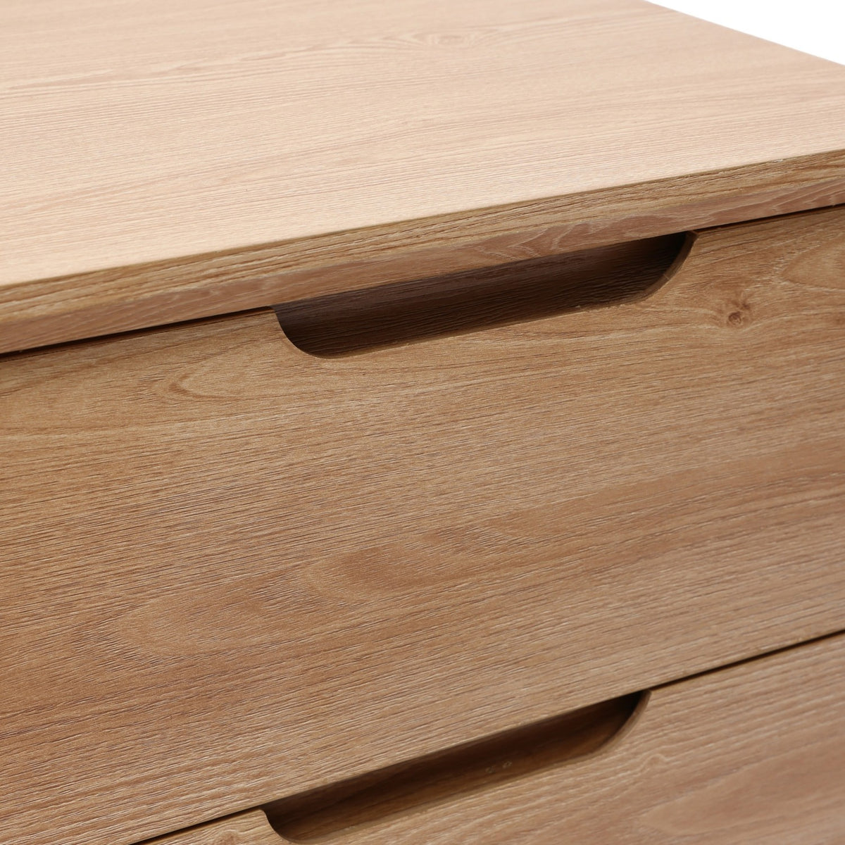 19" 2-Drawer Side Table with Rounded Corners & Wood Grain