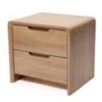 19" 2-Drawer Side Table with Rounded Corners & Wood Grain
