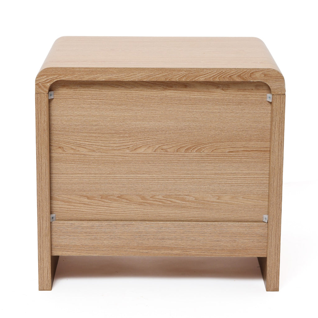 19" 2-Drawer Side Table with Rounded Corners & Wood Grain