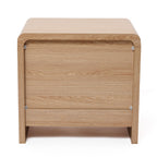 19" 2-Drawer Side Table with Rounded Corners & Wood Grain
