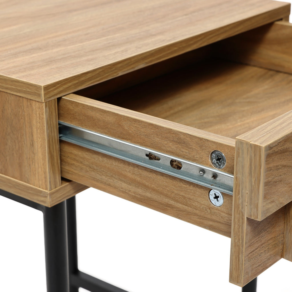 16" Rustic Modern 1-Drawer Side Table with Metal Legs End Table