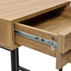 16" Rustic Modern 1-Drawer Side Table with Metal Legs End Table