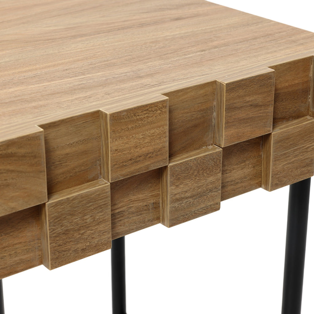 16" Rustic Modern 1-Drawer Side Table with Metal Legs End Table