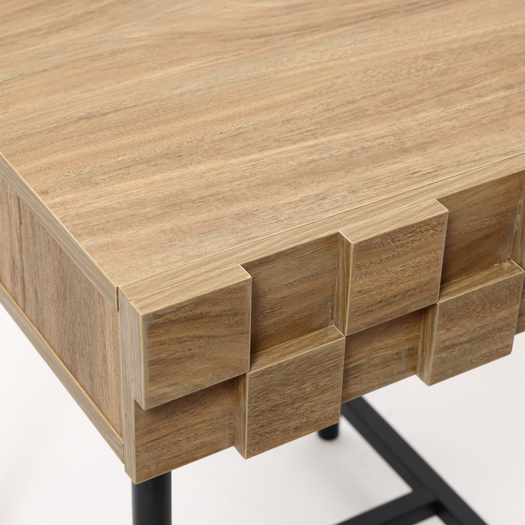 16" Rustic Modern 1-Drawer Side Table with Metal Legs End Table