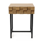16" Rustic Modern 1-Drawer Side Table with Metal Legs End Table