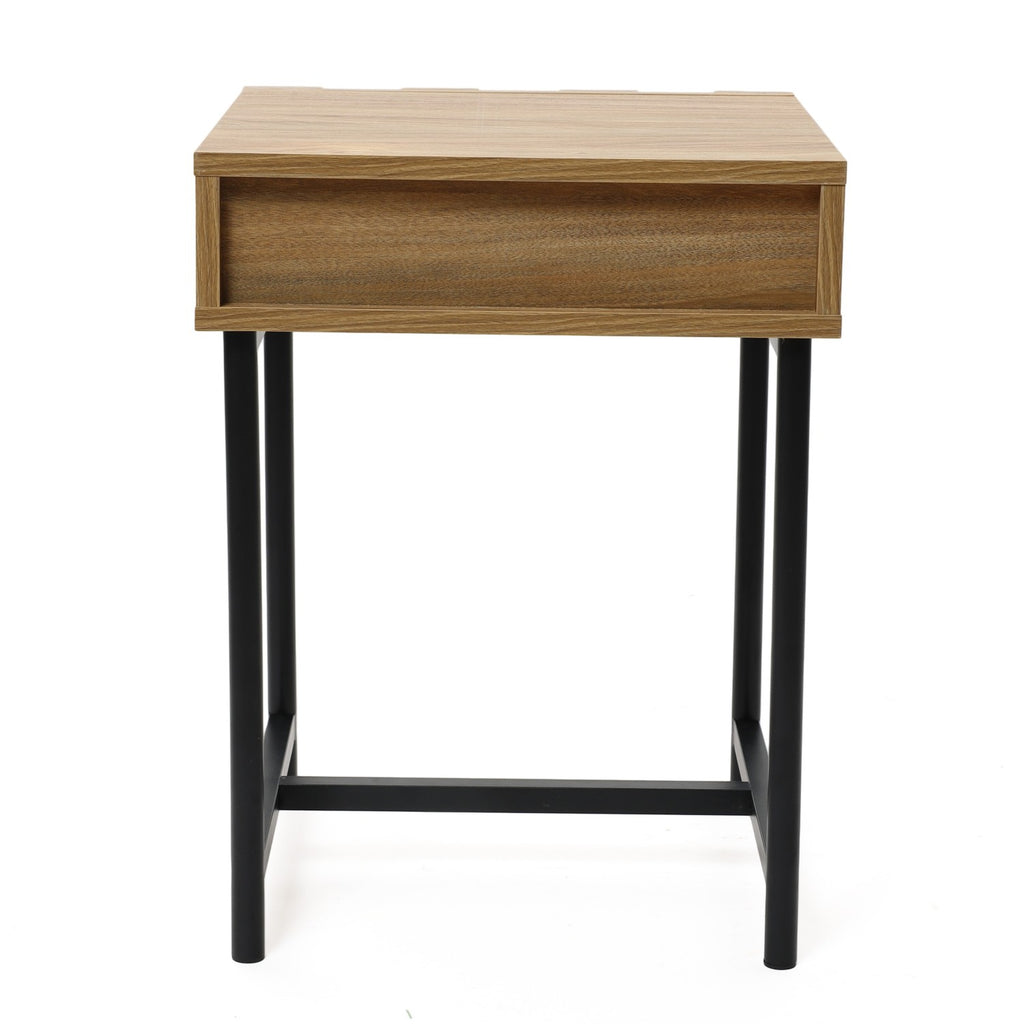 16" Rustic Modern 1-Drawer Side Table with Metal Legs End Table