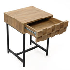 16" Rustic Modern 1-Drawer Side Table with Metal Legs End Table