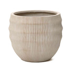Canyon Round Fluted MgO Planter, Beige, 15"