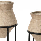 Metal Cachepot Cauldron Set, Beige, 13" & 16"