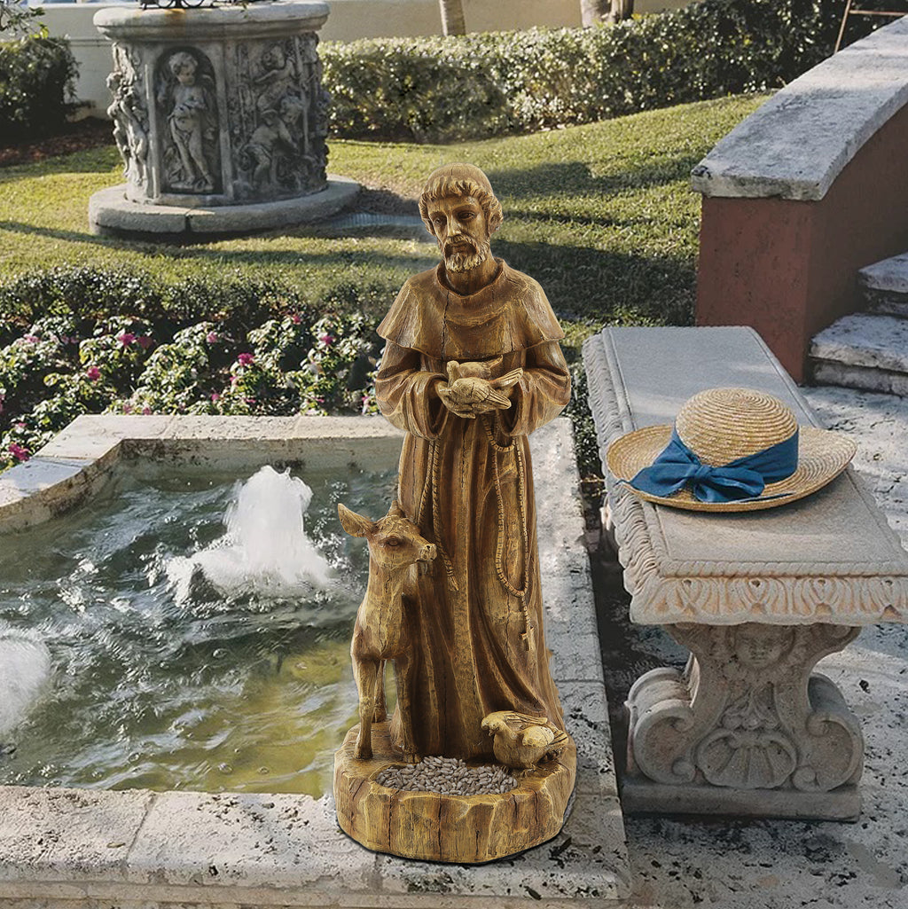 Saint Francis Resin Outdoor Religious Garden Statue, 24.6"