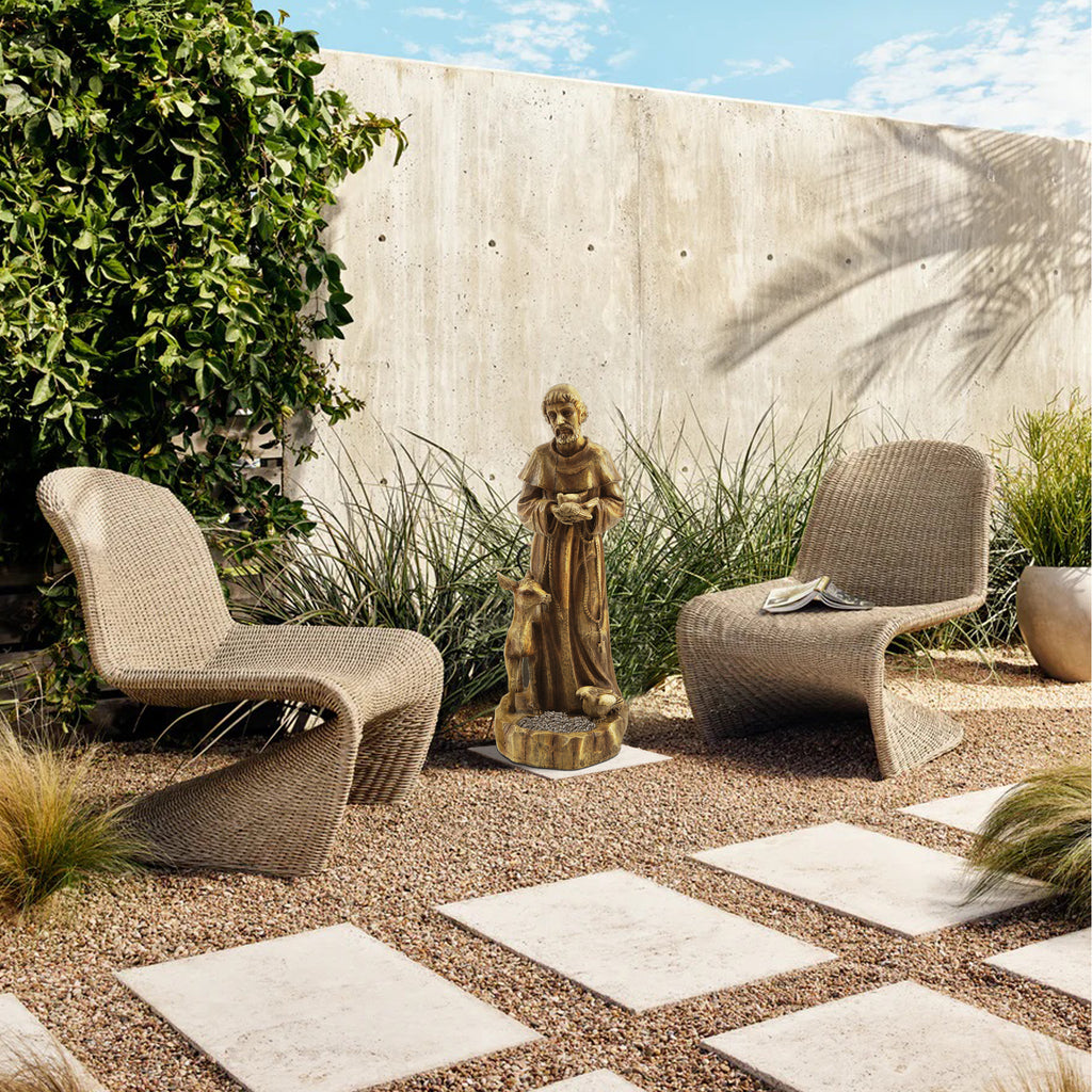 Saint Francis Resin Outdoor Religious Garden Statue, 24.6"