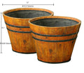 Set of 2 Farmhouse Faux Wood Barrel MgO Planters