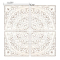 Set of 4 Distressed White Wood Flower Mandala Wall Decor