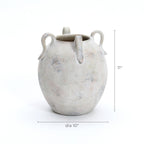Terracotta Urn Vase with Handles, Marbled White-Gray, 11"