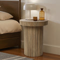 Dark Oak Finish Manufactured Wood Fluted Round Side Table