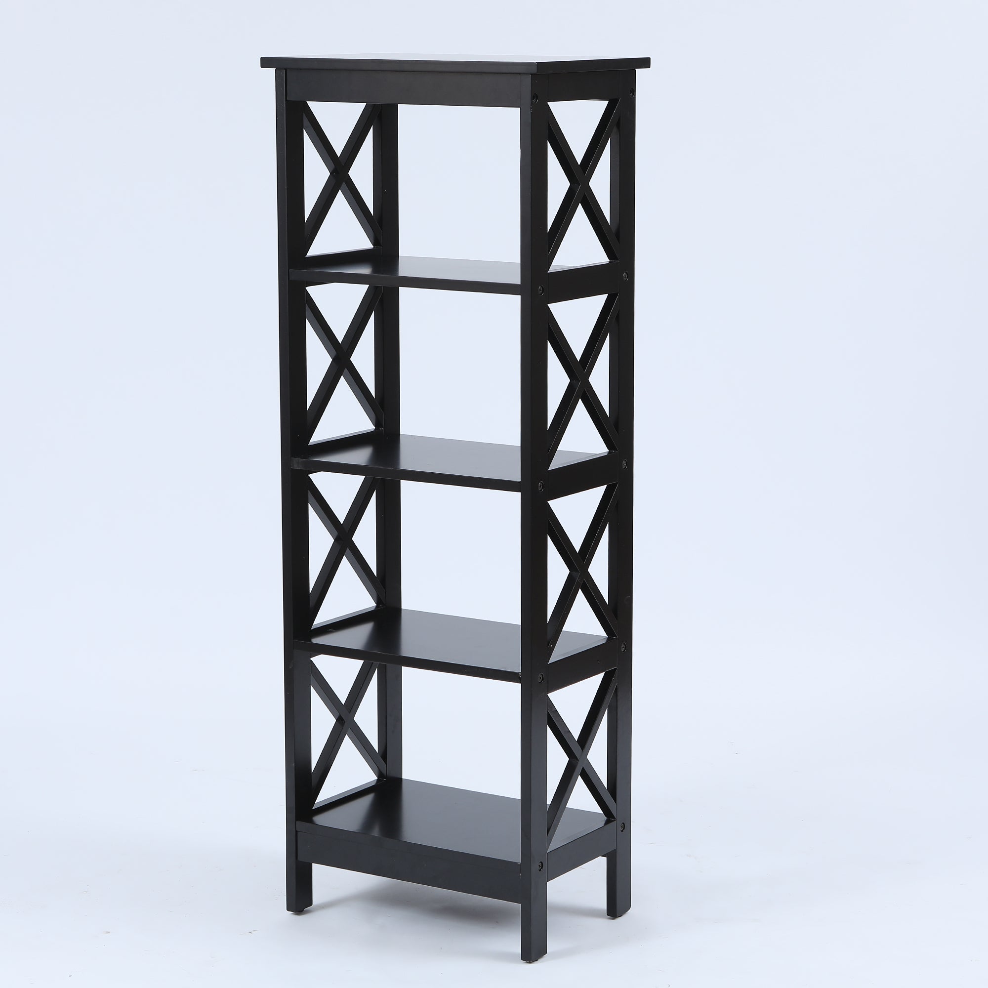 4-Shelf 48.42" H x 17.71" W Black Manufactured Wood X-Sides Bookcase