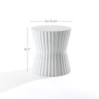 Rustic Off White Round MgO Patio Side Table, 20"