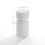 Rustic Off White Round MgO Patio Coffee Table, 16"