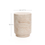 Travertine Style Round MgO Patio Side Table, 18.3"