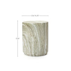 Marbled Green and White MgO Patio Side Table, 17.9"