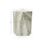 Marbled Green Pentagonal MgO Patio Side Table, 18.4"
