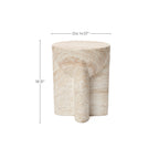 Marbled Brown Round MgO Pedestal Side Table, 18.3"
