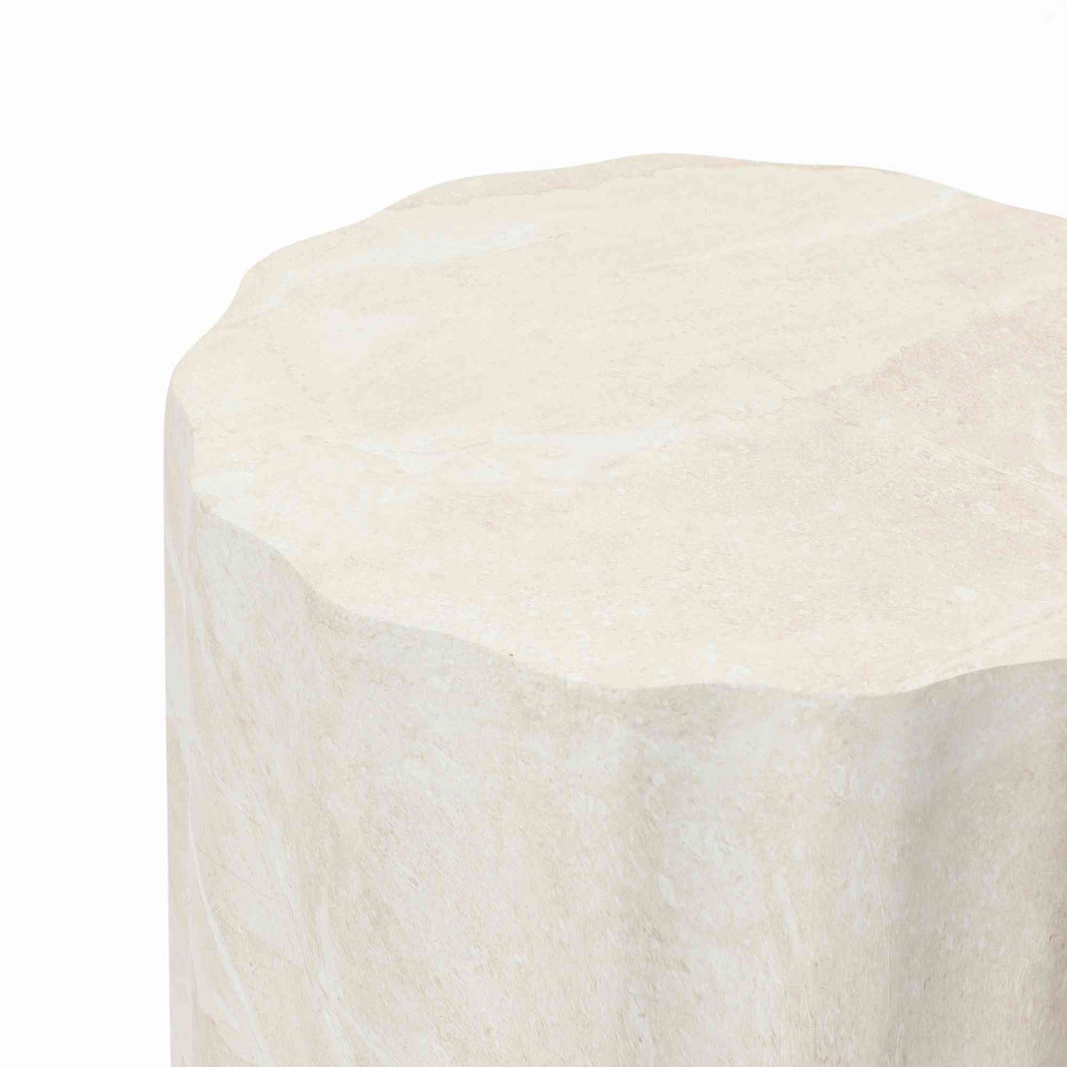 Estate Stone Stool MgO Side Table, Marbled Beige