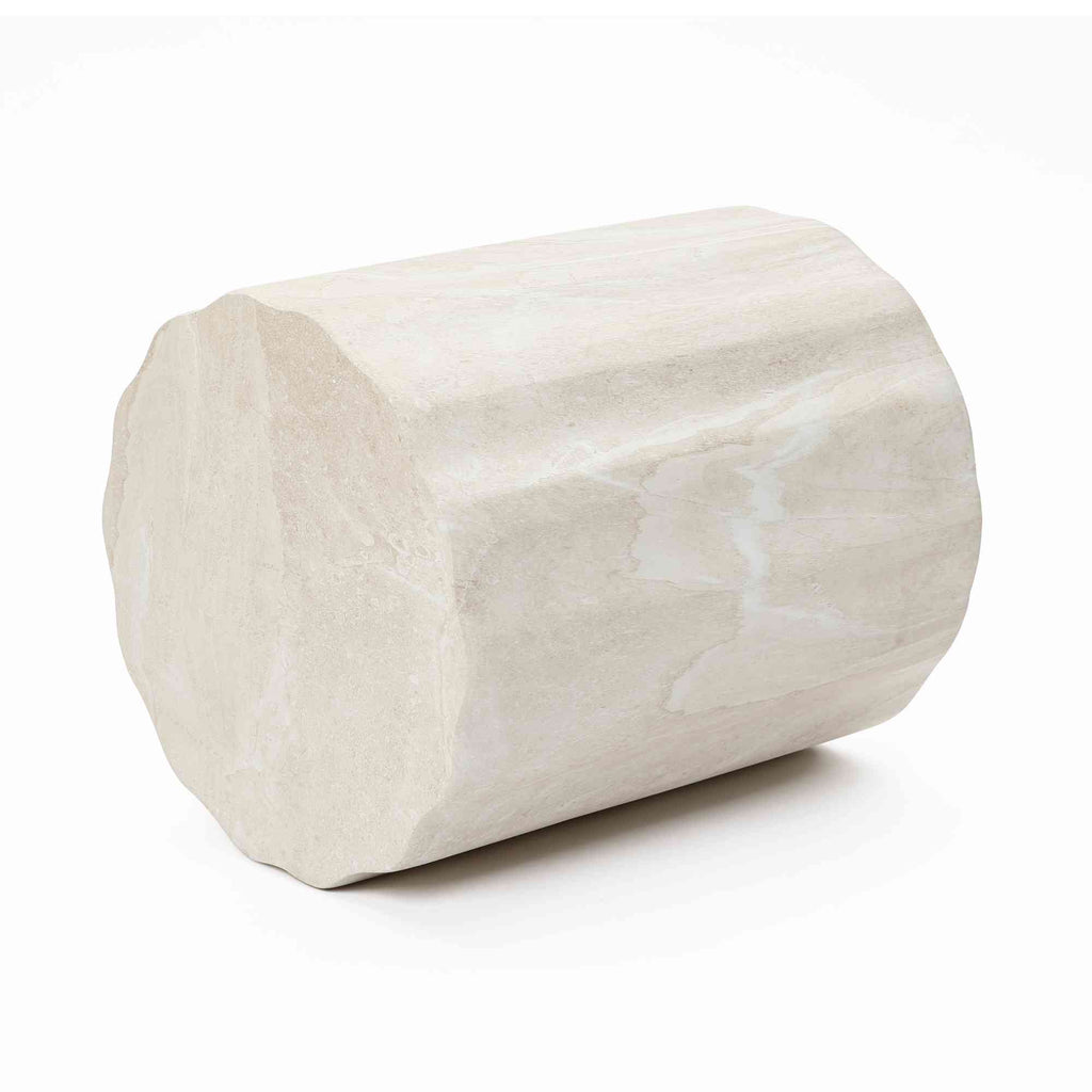 Estate Stone Stool MgO Side Table, Marbled Beige