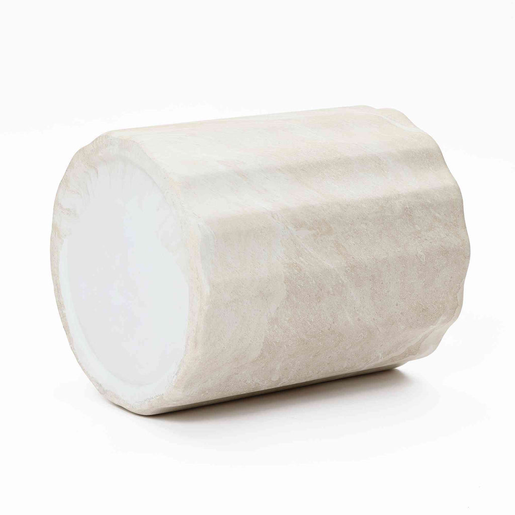 Estate Stone Stool MgO Side Table, Marbled Beige